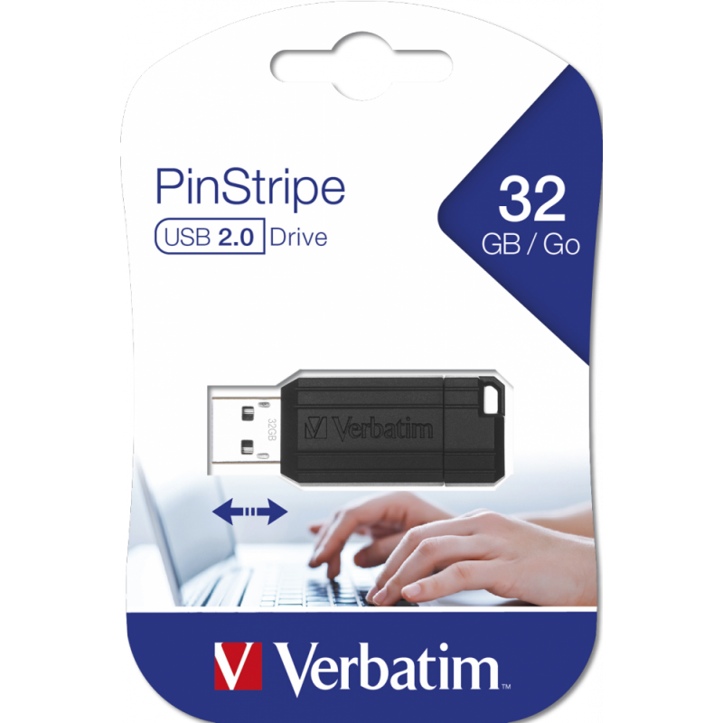 Micro-clé USB PinStripe de 32 Go noire 49064