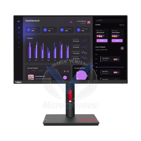 Moniteur LENOVO ThinkVision T24i-30 23,8 pouces (60,5 cm) HDMI, VGA, DisplayPort 12M 63CFMATXEU