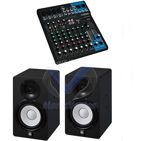 SYSTEME DE SONORISATION KIT DE 2 HAUT-PARLEURS AMPLIFIES + TABLE DE MIXAGE AVEC EFFETS MG1OXU + 2 HS-5i