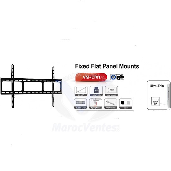 Support Mural Ultra-Plat pour Ecran avec Témoin + Kit Complet de Fixation 634X400 DGT-MONT-LT01M