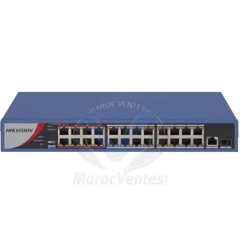 Switch 24 Ports 10/100 POE 1 Port RJ45 Gigabit et 1 Port Fibre Optique Gigabit DS-3E0326P-E-M-B